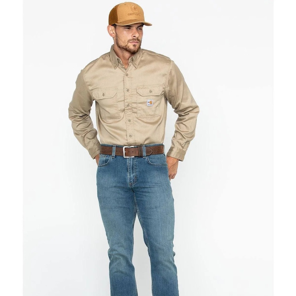 Carhartt FRC Flame Resistant Khaki Work Shirt Button Down NWOT Size 4XL